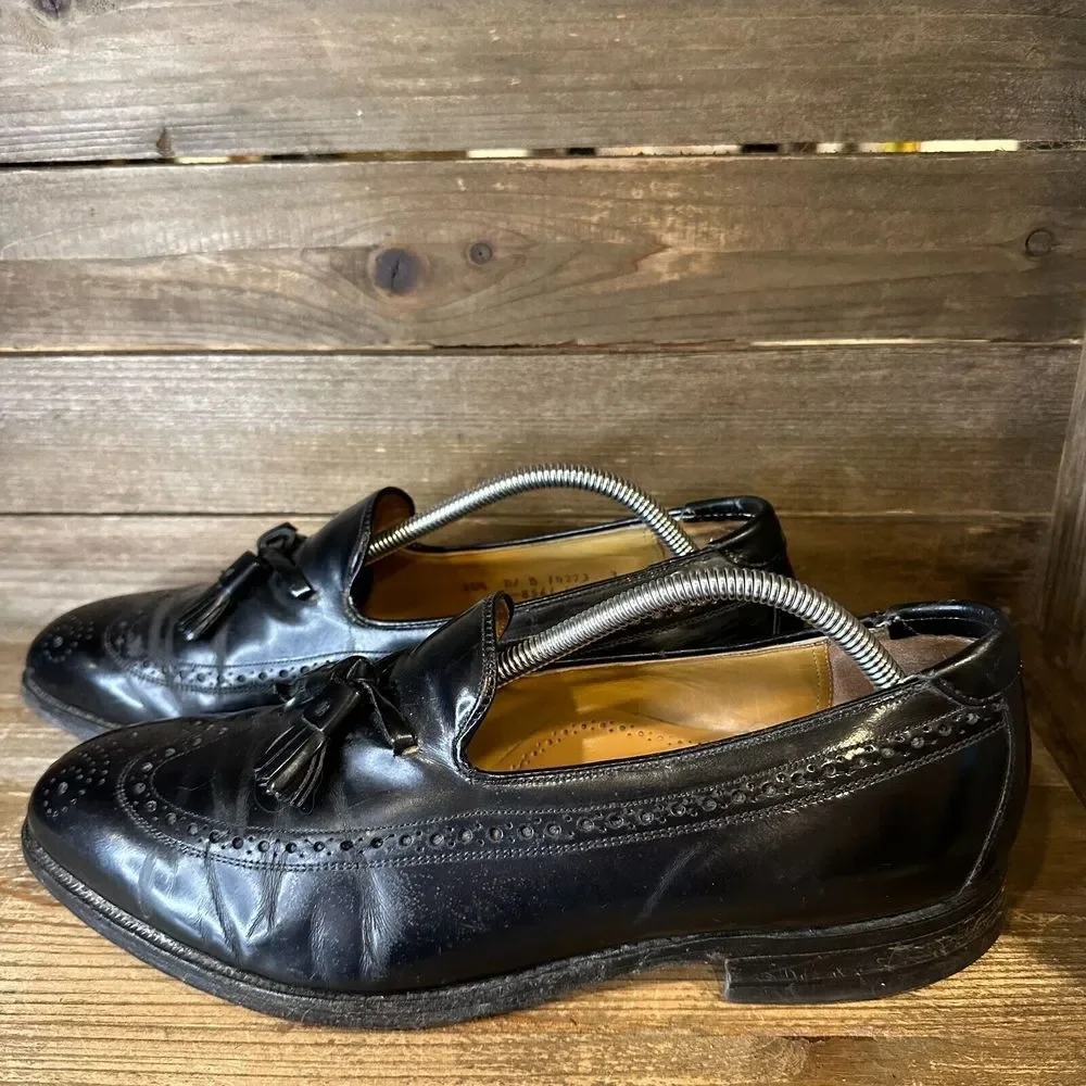 Mens Johnston & Murphy Black Leather Casual Wingtip‎ Tassel Loafers Size 10.5 D
